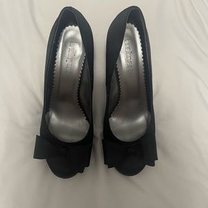Lane Bryant Black Satin Heels with Bows